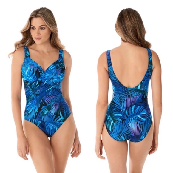Miraclesuit Other - Miraclesuit Royal Palms Revele One Piece Swimsuit Blue Size 14 Slimming Tummy